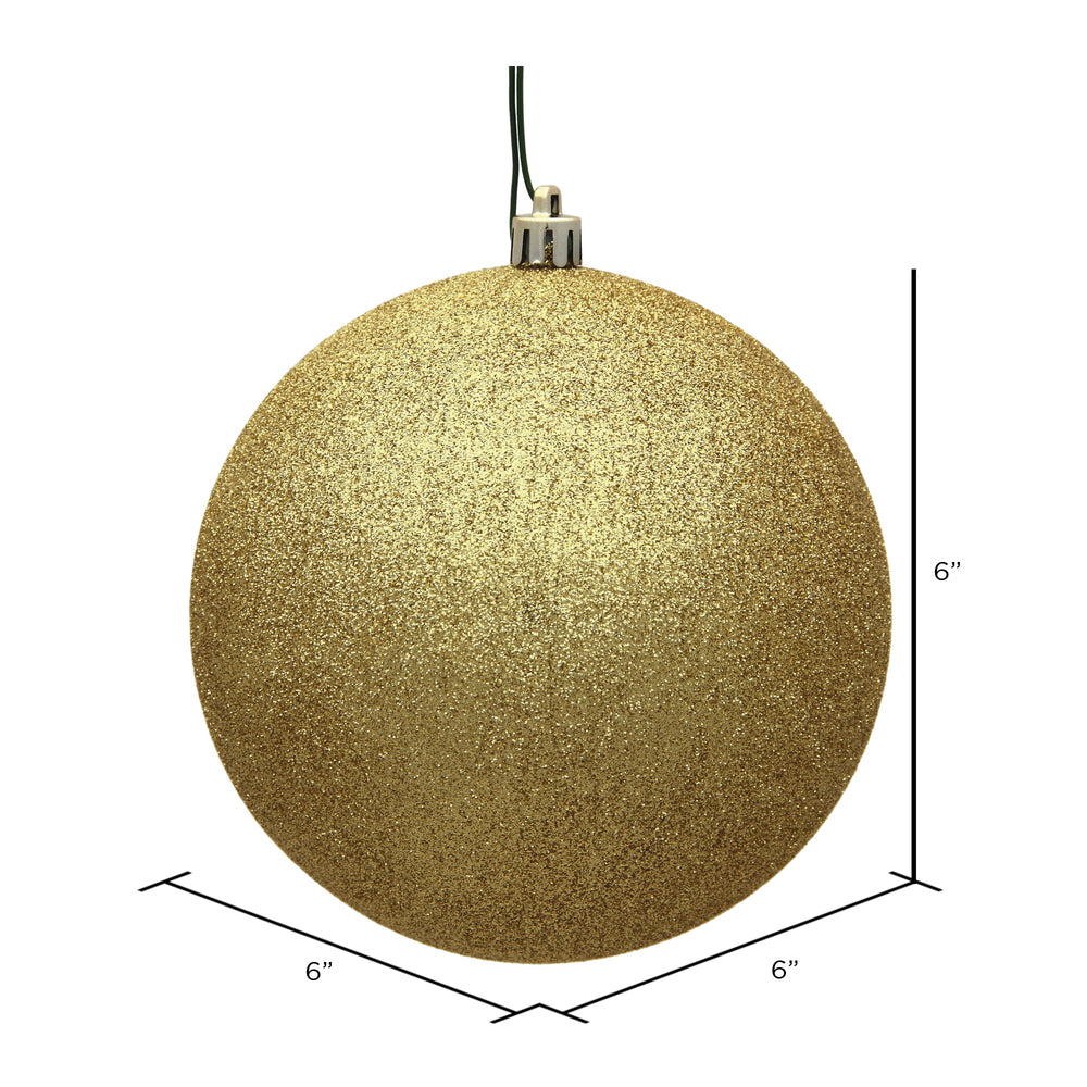 6" Shatterproof Ball Ornament - Gold - Glitter - Bag of 4 — view 2