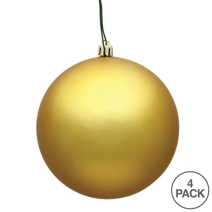 6" Shatterproof Ball Ornament - Gold - Matte - UV Treated - Bag of 4 — view 3