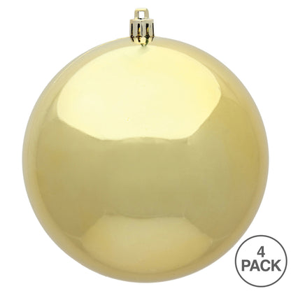 6" Shatterproof Ball Ornament - Gold - Shiny - UV Treated - Bag of 4 — view 2