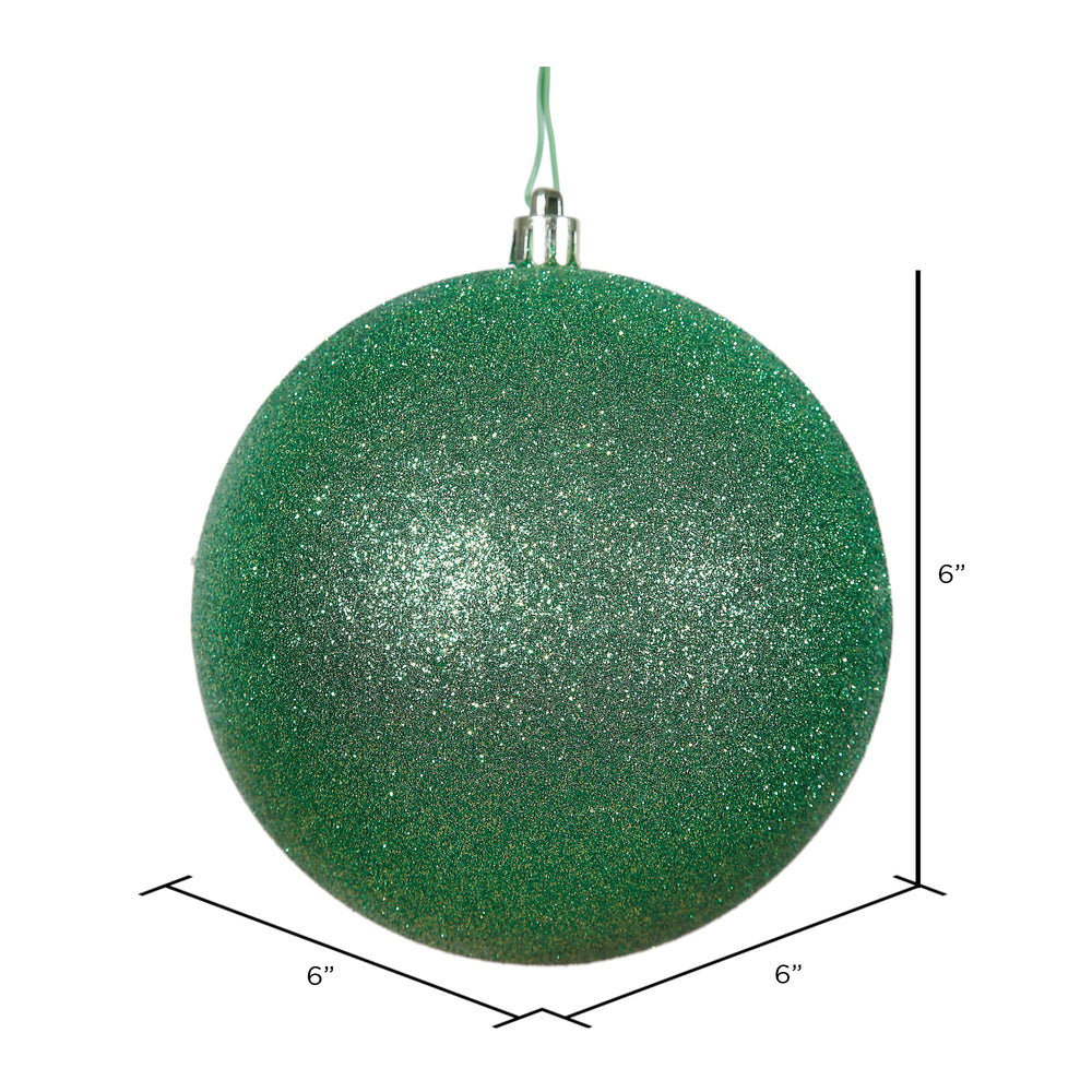 6" Shatterproof Ball Ornament - Green - Glitter - Bag of 4 — view 3