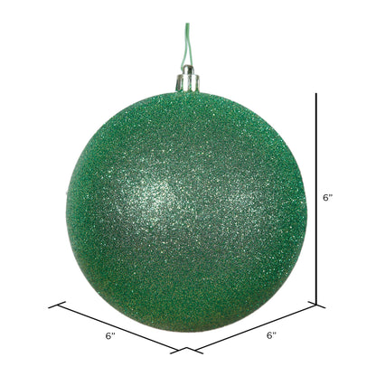 6" Shatterproof Ball Ornament - Green - Glitter - Bag of 4 — view 3