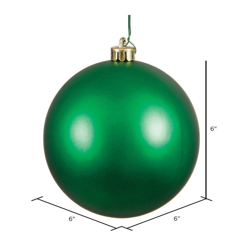 6" Shatterproof Ball Ornament - Green - Matte - UV Treated - Bag of 4 — view 2