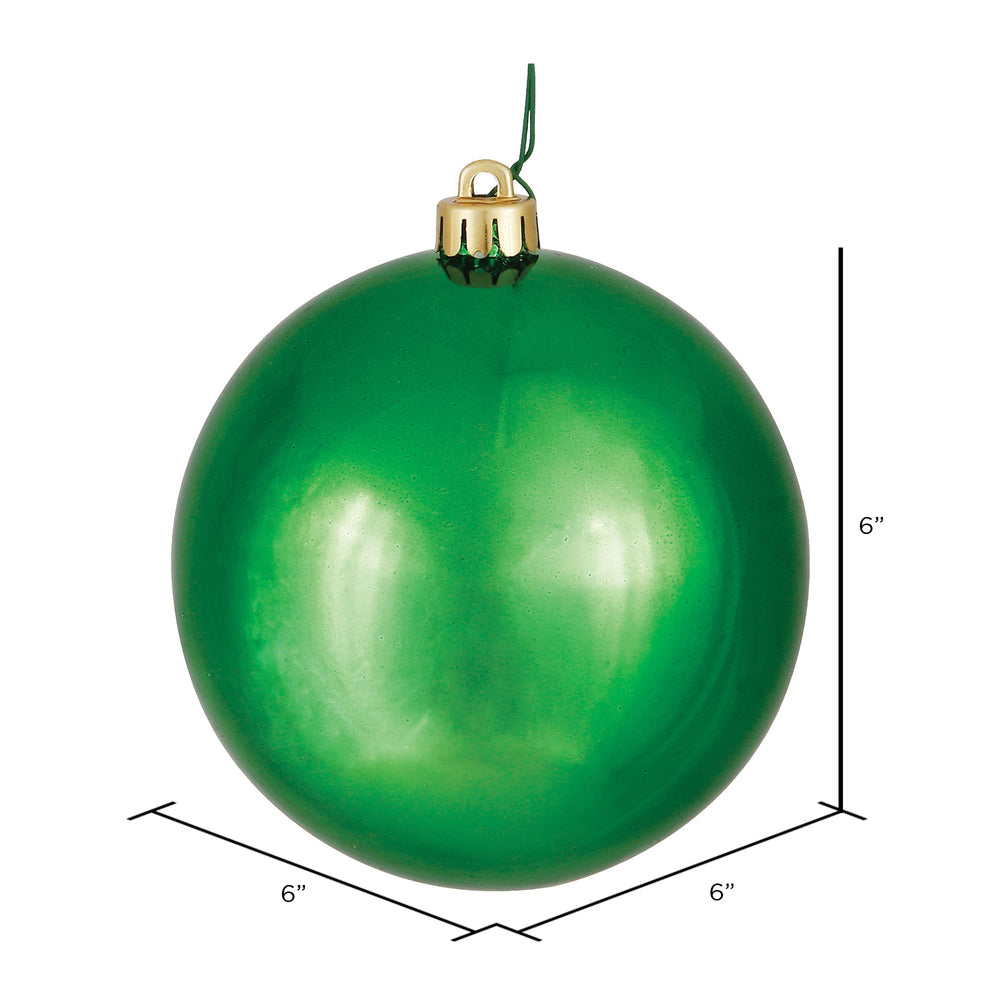 6" Shatterproof Ball Ornament - Green - Shiny - UV Treated - Bag of 4 — view 2