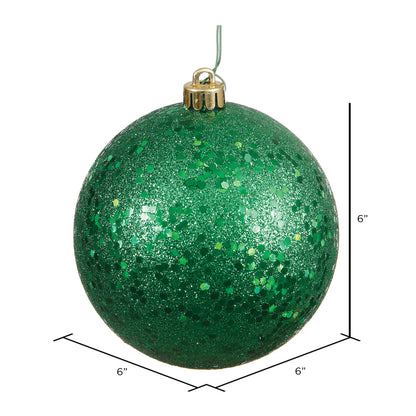 6" Shatterproof Ball Ornament - Green - Sequin - Bag of 4 — view 2