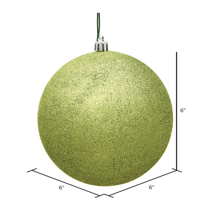6" Shatterproof Ball Ornament - Lime - Glitter - Bag of 4 — view 2