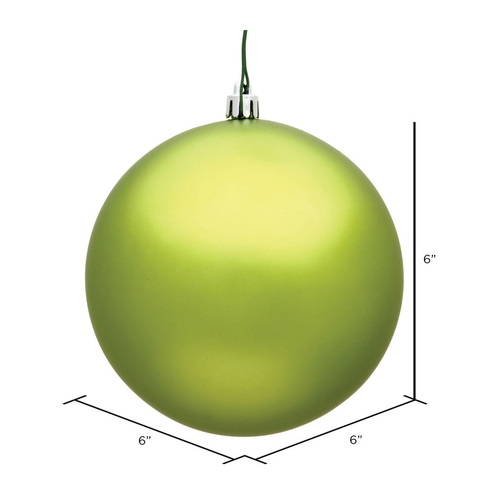 6" Shatterproof Ball Ornament - Lime - Matte - UV Treated - Bag of 4 — view 2