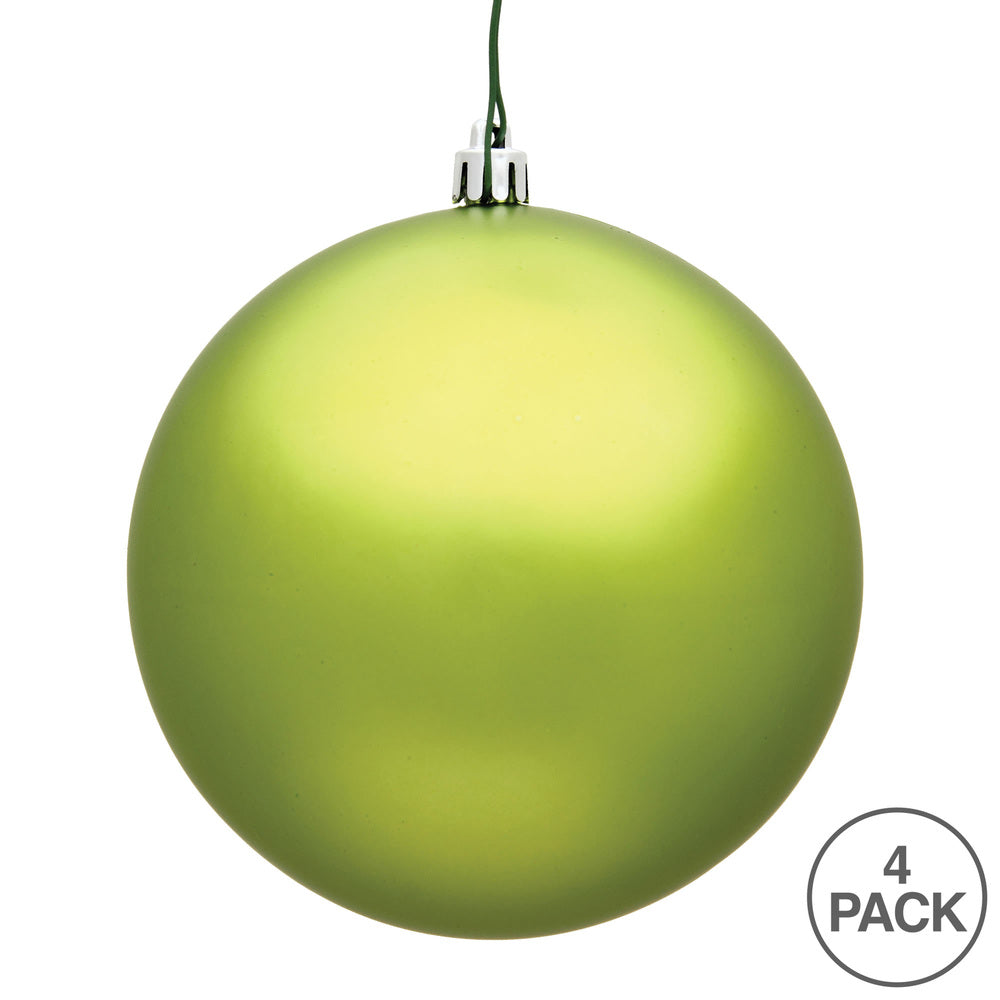 6" Shatterproof Ball Ornament - Lime - Matte - UV Treated - Bag of 4 — view 3