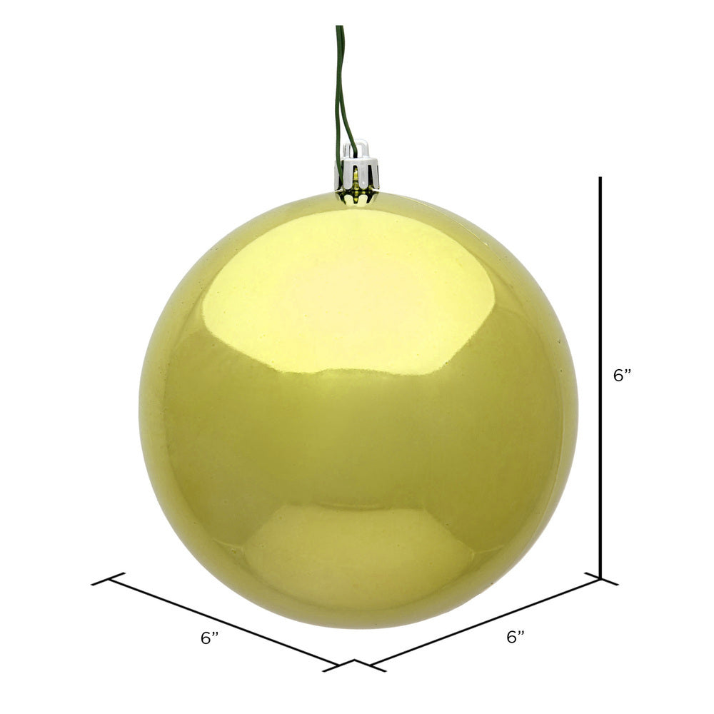6" Shatterproof Ball Ornament - Lime - Shiny - UV Treated - Bag of 4 — view 2