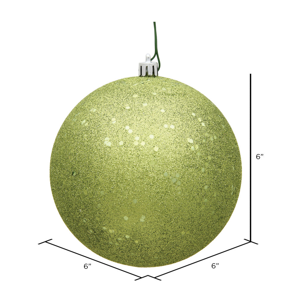 6" Shatterproof Ball Ornament - Lime - Sequin - Bag of 4 — view 2