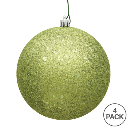6" Shatterproof Ball Ornament - Lime - Sequin - Bag of 4 — view 3
