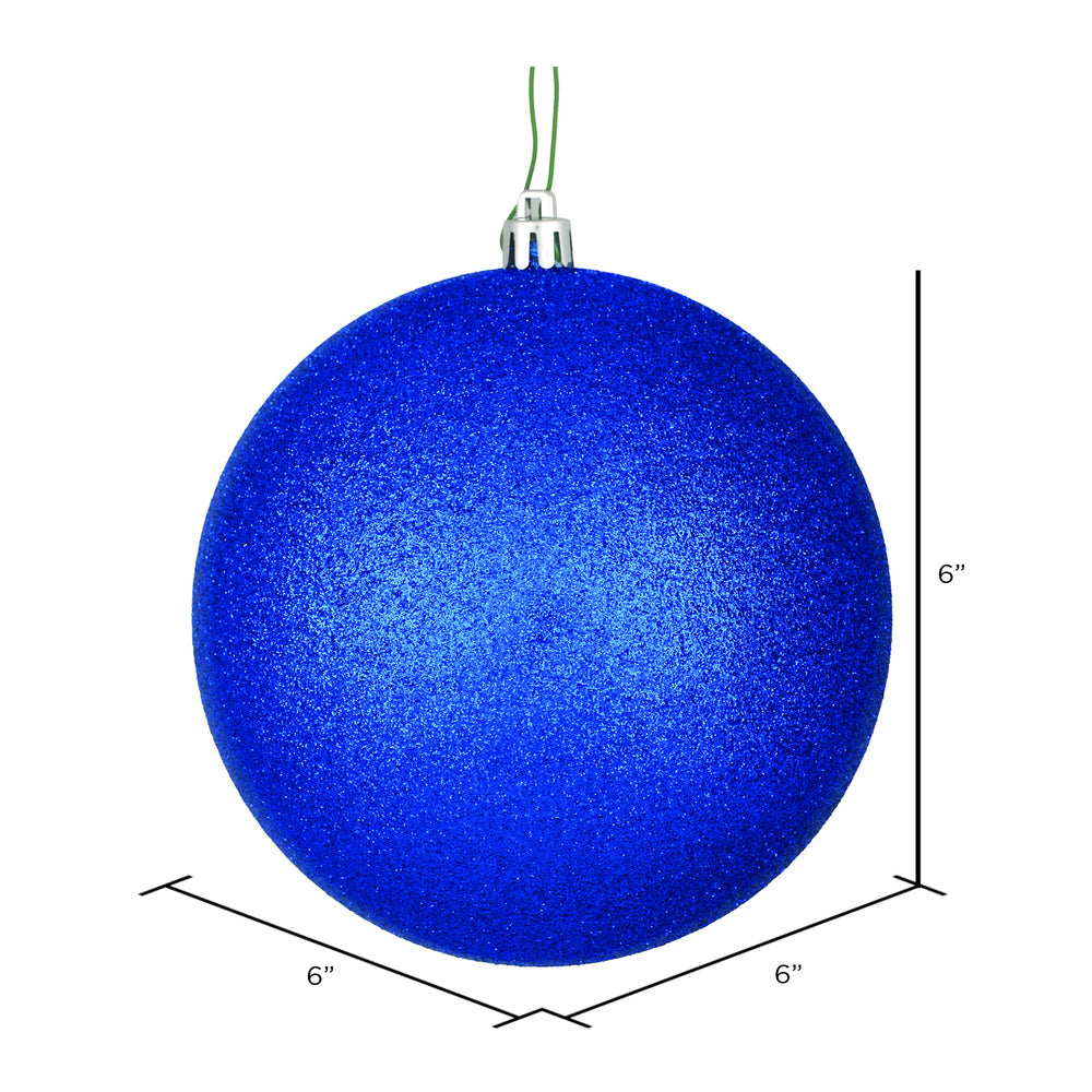 6" Shatterproof Ball Ornament - Midnight Blue - Glitter - Bag of 4 — view 2