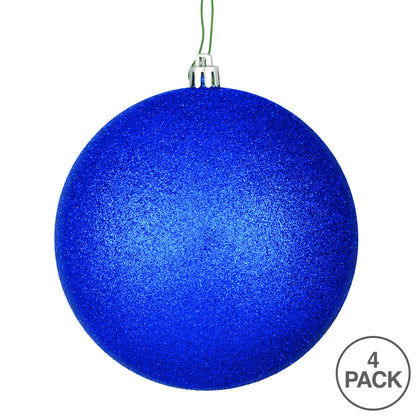 6" Shatterproof Ball Ornament - Midnight Blue - Glitter - Bag of 4 — view 3
