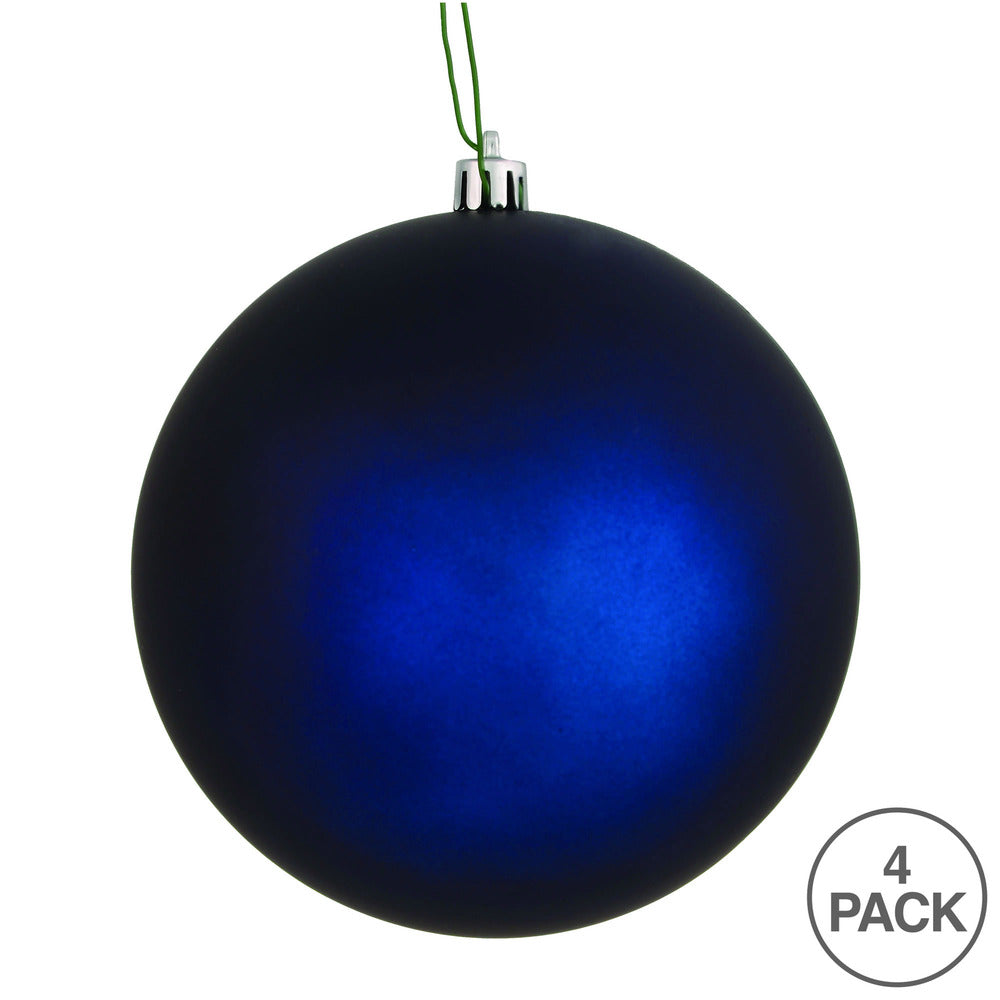 6" Shatterproof Ball Ornament - Midnight Blue - Matte - UV Treated - Bag of 4 — view 3