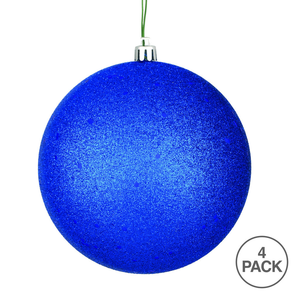 6" Shatterproof Ball Ornament - Midnight Blue - Sequin - Bag of 4 — view 4