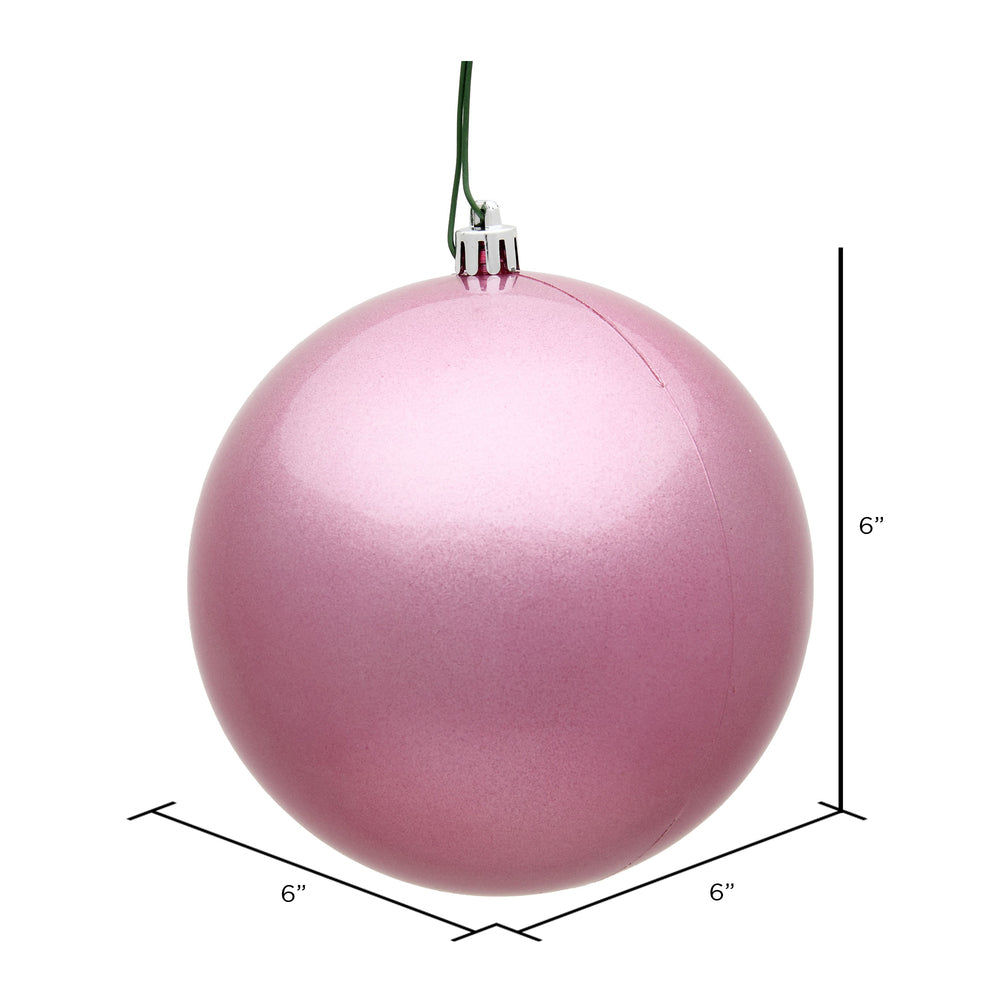 6" Shatterproof Ball Ornament - Pink - Candy - UV Treated - Bag of 4 — view 2