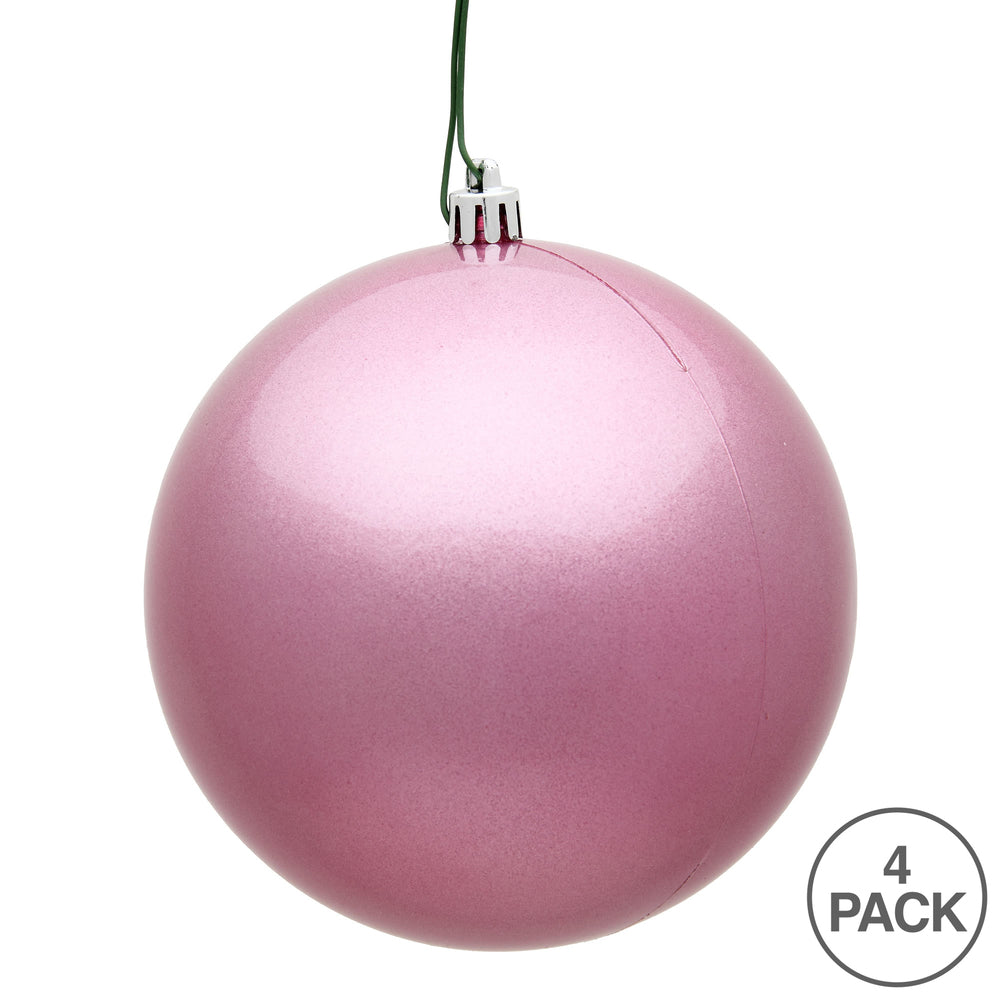 6" Shatterproof Ball Ornament - Pink - Candy - UV Treated - Bag of 4 — view 3