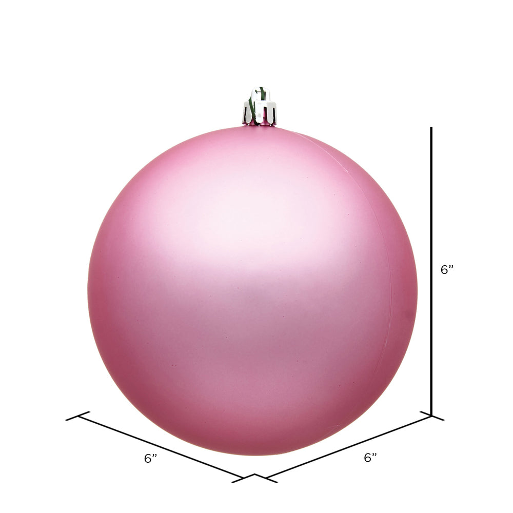 6" Shatterproof Ball Ornament - Pink - Matte - UV Treated - Bag of 4 — view 2