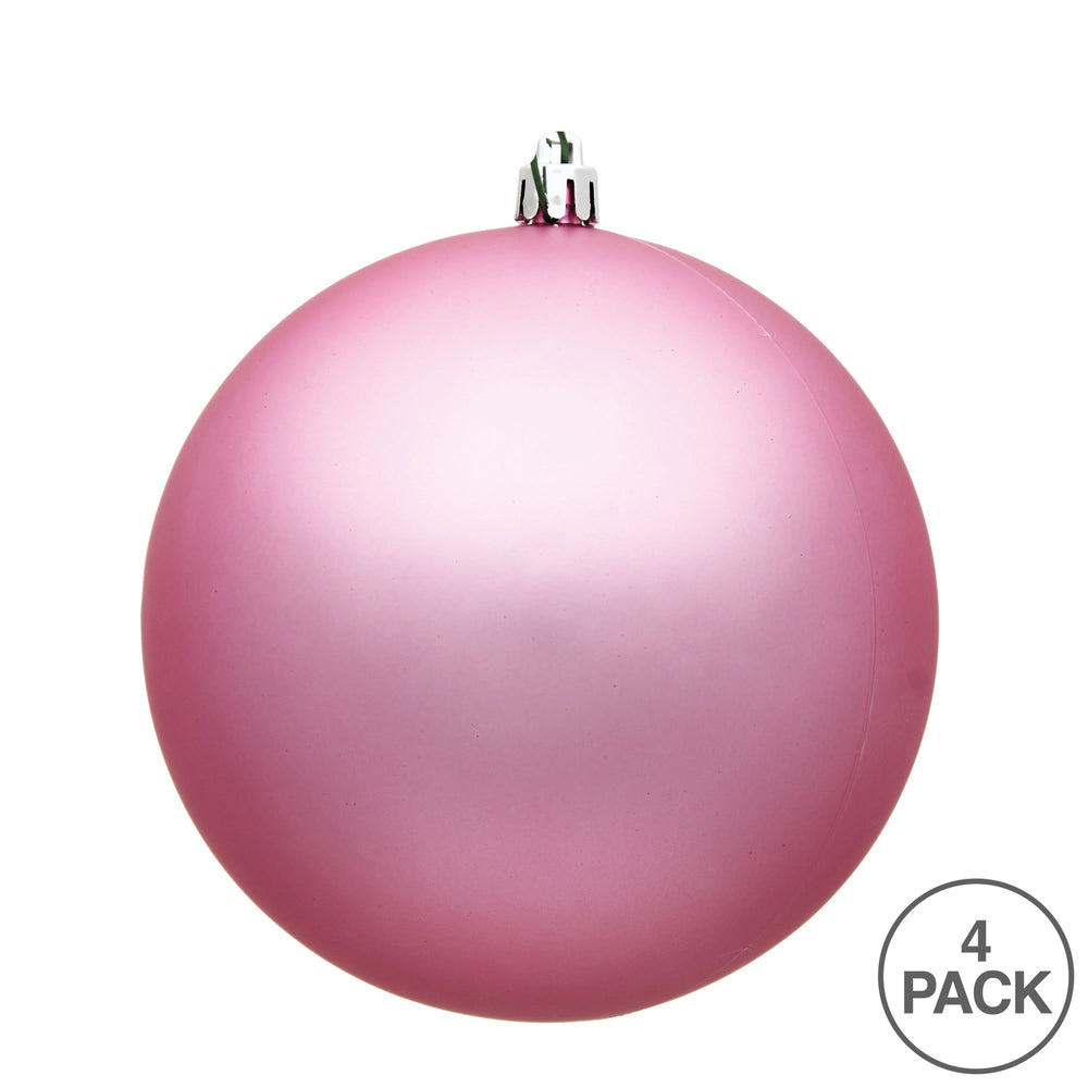 6" Shatterproof Ball Ornament - Pink - Matte - UV Treated - Bag of 4 — view 3