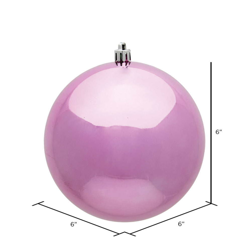 6" Shatterproof Ball Ornament - Pink - Shiny - UV Treated - Bag of 4 — view 2