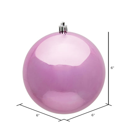 6" Shatterproof Ball Ornament - Pink - Shiny - UV Treated - Bag of 4 — view 2