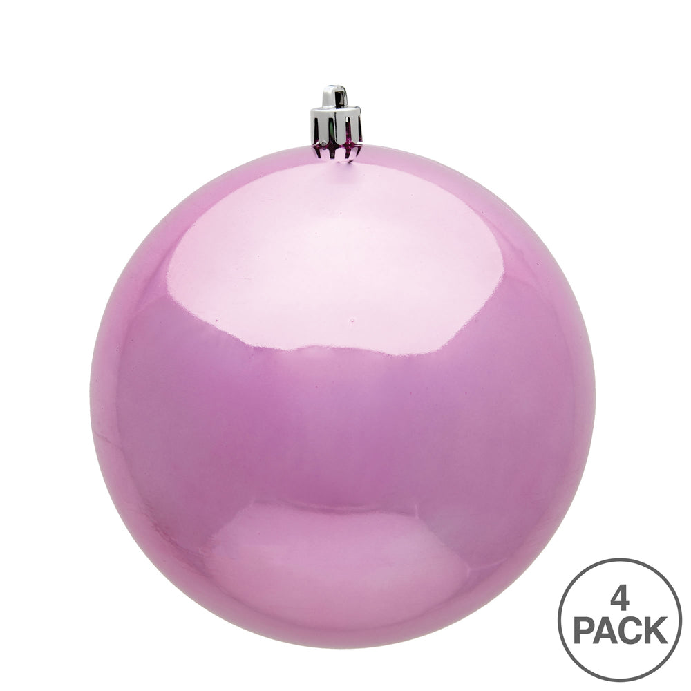 6" Shatterproof Ball Ornament - Pink - Shiny - UV Treated - Bag of 4 — view 3