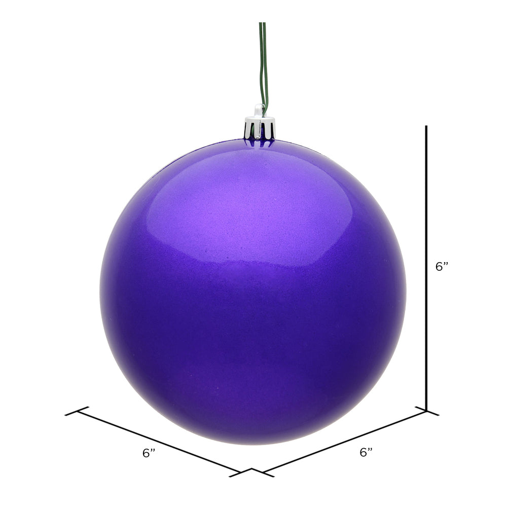6" Shatterproof Ball Ornament - Purple - Candy - UV Treated - Bag of 4 — view 2