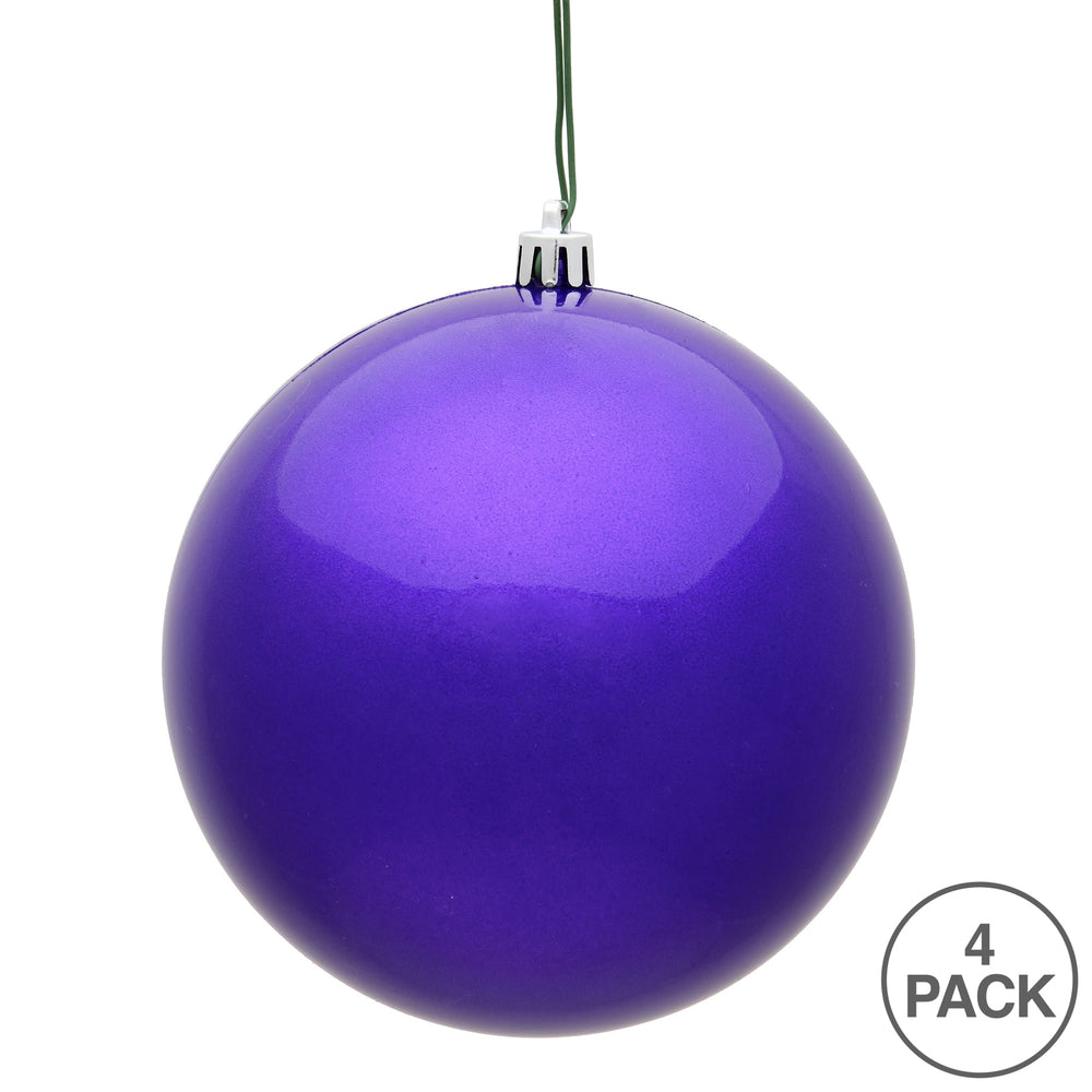 6" Shatterproof Ball Ornament - Purple - Candy - UV Treated - Bag of 4 — view 3