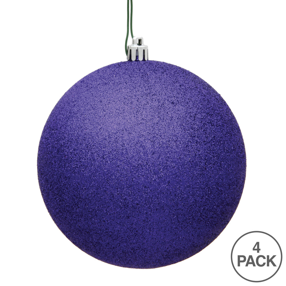 6" Shatterproof Ball Ornament - Purple - Glitter - Bag of 4 — view 3