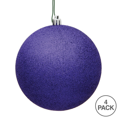 6" Shatterproof Ball Ornament - Purple - Glitter - Bag of 4 — view 3