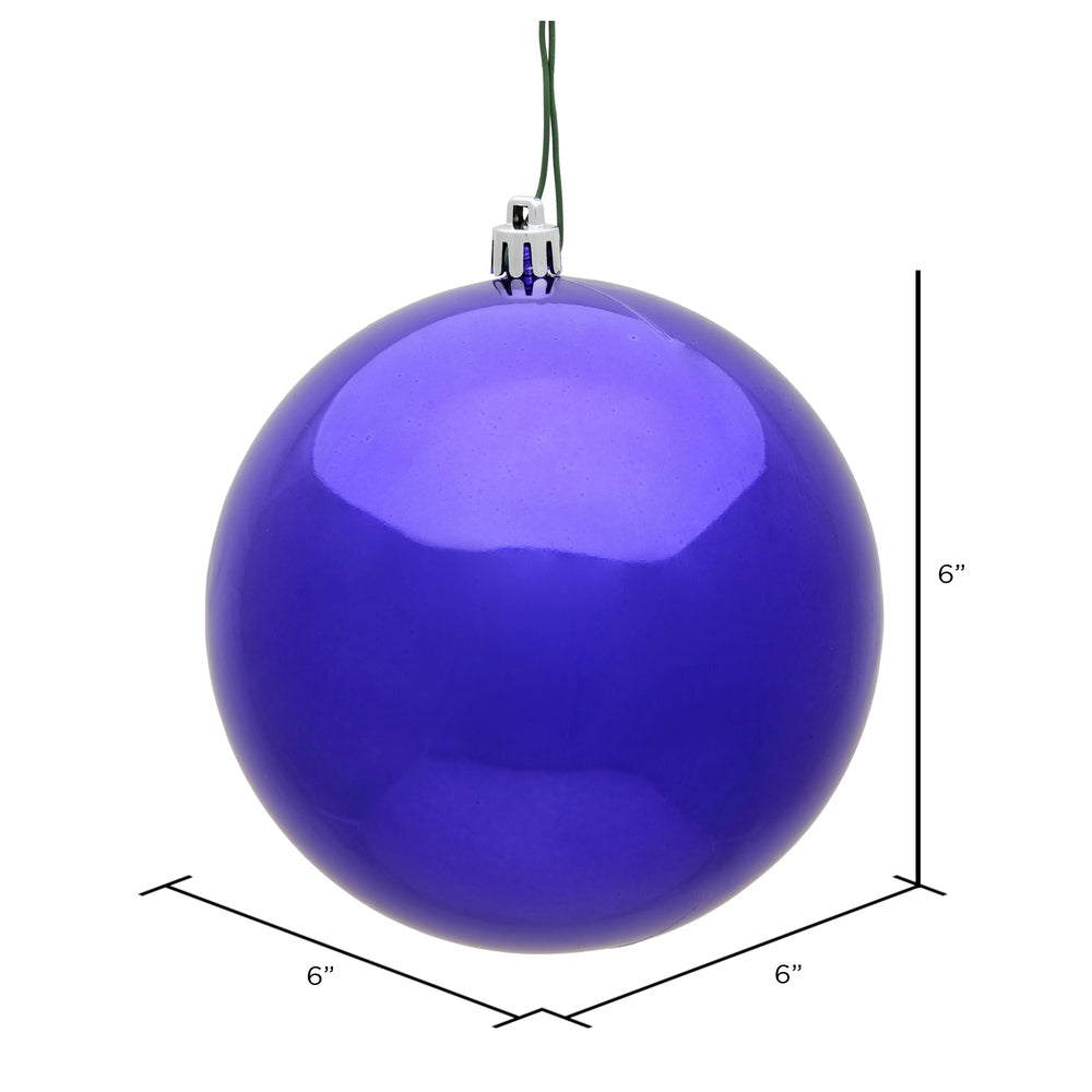 6" Shatterproof Ball Ornament - Purple - Shiny - UV Treated - Bag of 4 — view 3