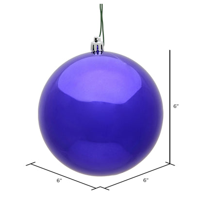 6" Shatterproof Ball Ornament - Purple - Shiny - UV Treated - Bag of 4 — view 3