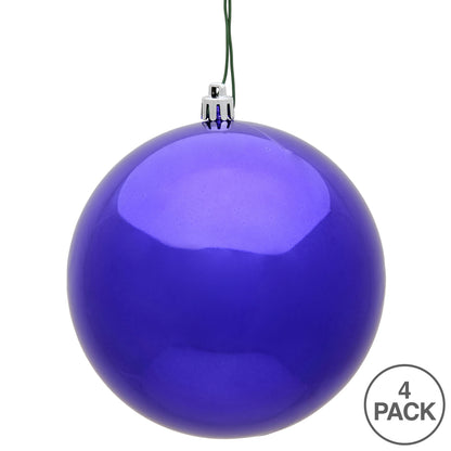6" Shatterproof Ball Ornament - Purple - Shiny - UV Treated - Bag of 4 — view 4