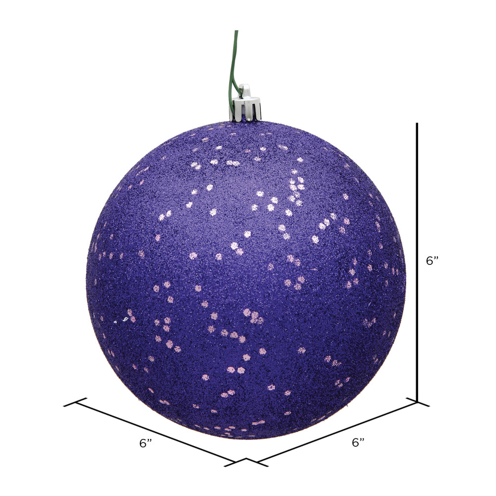 6" Shatterproof Ball Ornament - Purple - Sequin - Bag of 4 — view 2