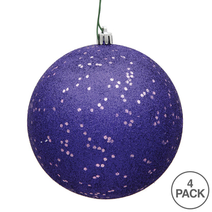 6" Shatterproof Ball Ornament - Purple - Sequin - Bag of 4 — view 3