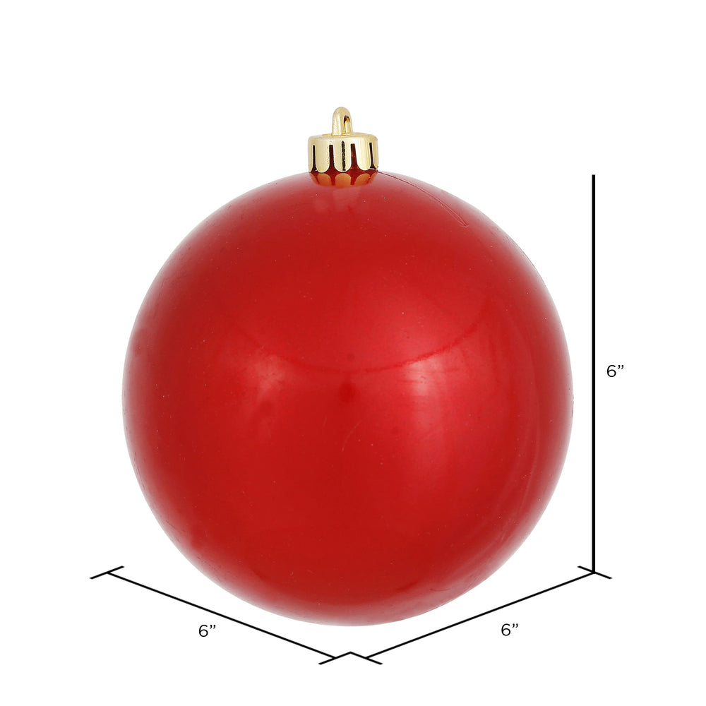 6" Shatterproof Ball Ornament - Red - Candy - UV Treated - Bag of 4 — view 2