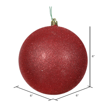 6" Shatterproof Ball Ornament - Red - Glitter - Bag of 4 — view 2