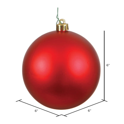 6" Shatterproof Ball Ornament - Red - Matte - UV Treated - Bag of 4 — view 2