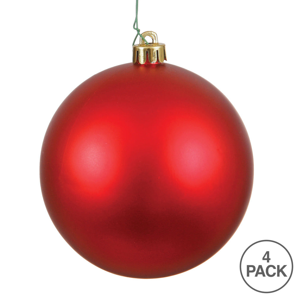 6" Shatterproof Ball Ornament - Red - Matte - UV Treated - Bag of 4 — view 3