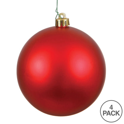 6" Shatterproof Ball Ornament - Red - Matte - UV Treated - Bag of 4 — view 3