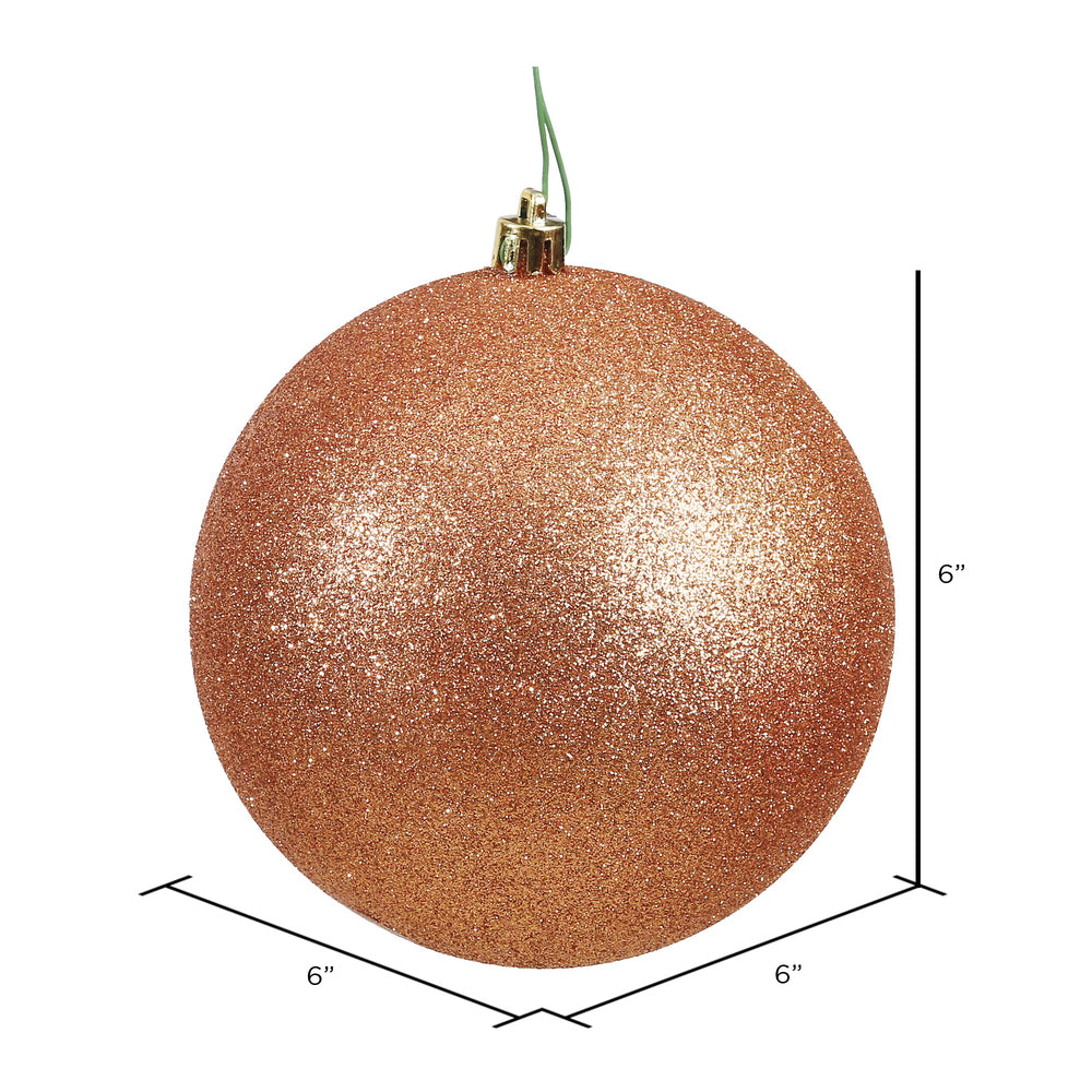 6" Shatterproof Ball Ornament - Rose Gold - Glitter - Bag of 4 — view 2