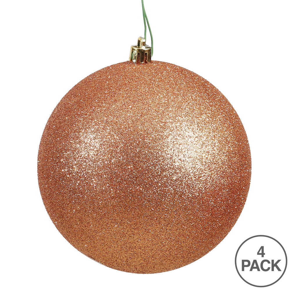 6" Shatterproof Ball Ornament - Rose Gold - Glitter - Bag of 4 — view 3