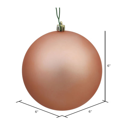 6" Shatterproof Ball Ornament - Rose Gold - Matte - UV Treated - Bag of 4 — view 2