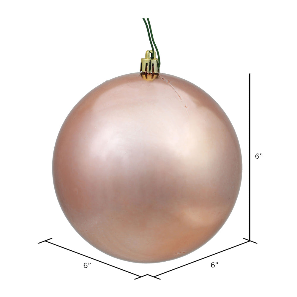 6" Shatterproof Ball Ornament - Rose Gold - Shiny - UV Treated - Bag of 4 — view 2