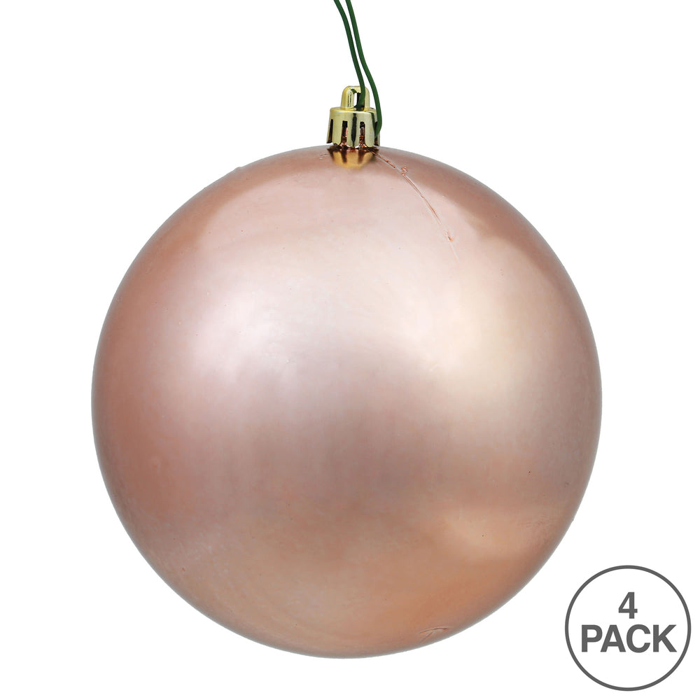 6" Shatterproof Ball Ornament - Rose Gold - Shiny - UV Treated - Bag of 4 — view 3