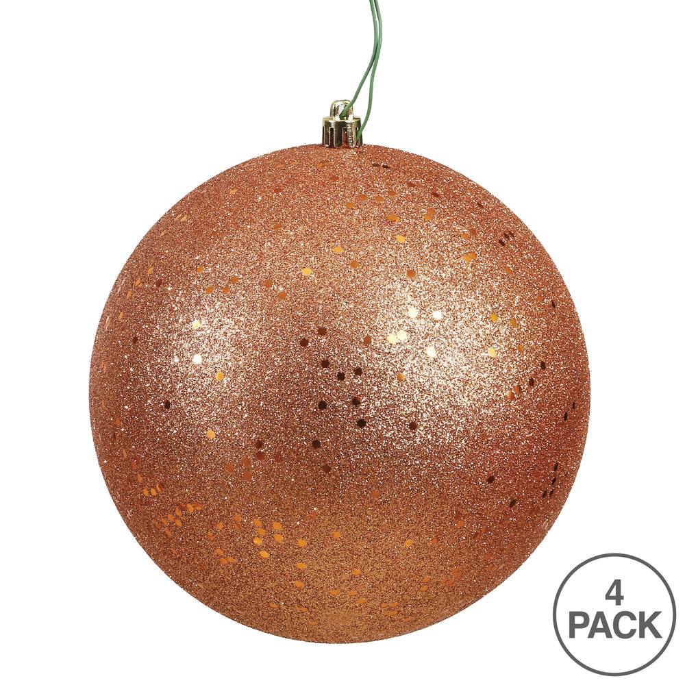 6" Shatterproof Ball Ornament - Silver - Sequin - Bag of 4 — view 3