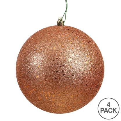 6" Shatterproof Ball Ornament - Silver - Sequin - Bag of 4 — view 3
