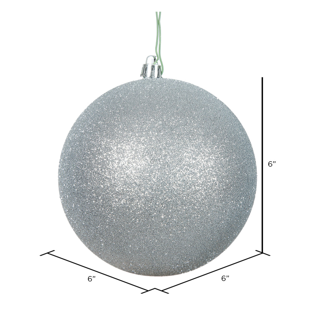 6" Shatterproof Ball Ornament - Silver -  Glitter - Bag of 4 — view 2