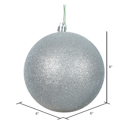 6" Shatterproof Ball Ornament - Silver -  Glitter - Bag of 4 — view 2