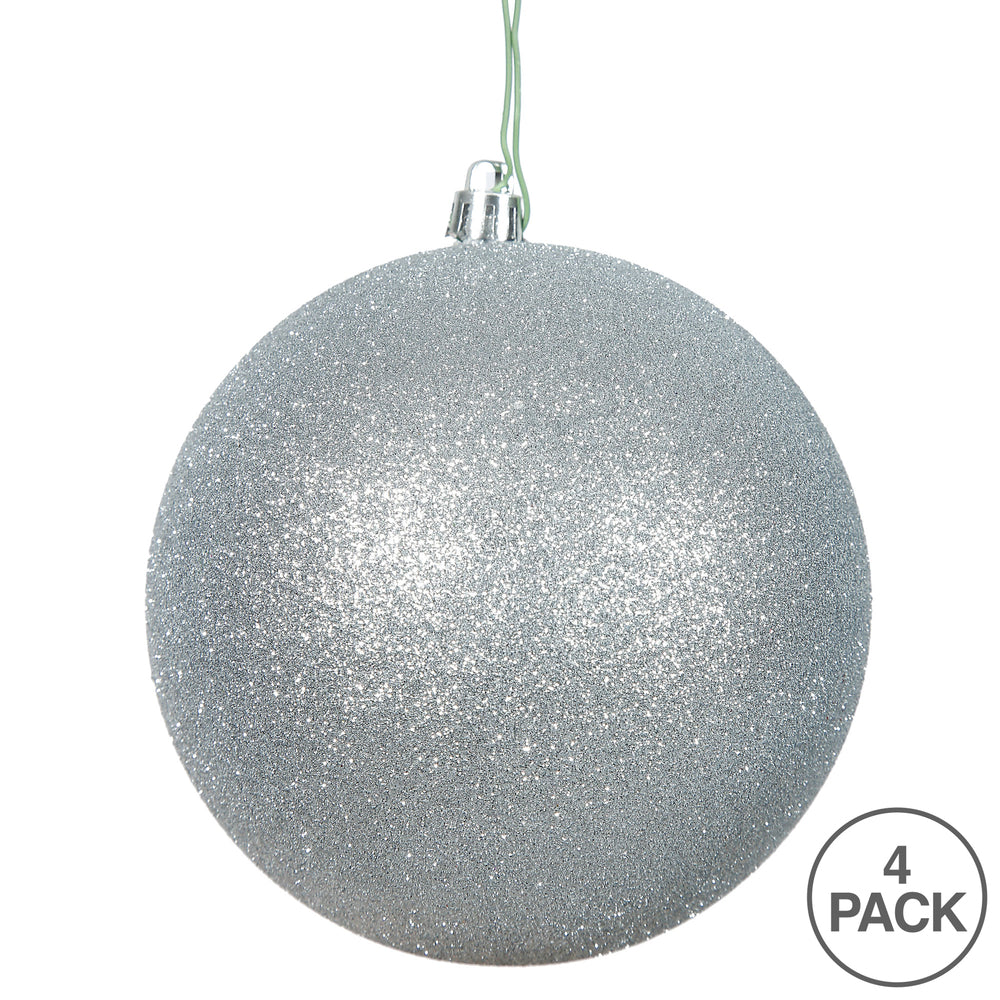 6" Shatterproof Ball Ornament - Silver -  Glitter - Bag of 4 — view 3