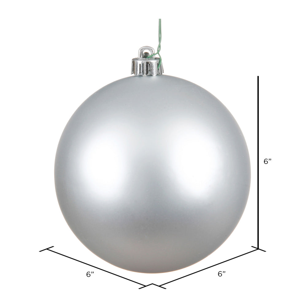 6" Shatterproof Ball Ornament - Silver - Matte - UV Treated - Bag of 4 — view 2
